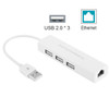 USB 2.0 Ethernet Network Adapter + 3 Ports USB HUB(White)