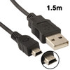 USB 2.0 AM to Mini 5pin USB Cable, Length: 1.5m(Black)