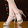 Waterproof Platform Word Buckle Fish Mouth High Heels, Shoe Size:36(Gold)