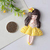 2 PCS Princess Skirt Girl Creative Refrigerator Stickers Home Decoration Magnetic Message Post(Yellow)