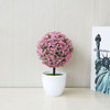 Desktop Simulation Plant Mini Grass Ball Bonsai Decorated Plastic Flower Cherry Blossom Snowball Artificial Flowers(Pink)