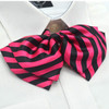 Women Professional Bow Tie Striped Polyester Bow-knot Bow Tie(H03 Red Black)