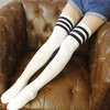 Black White Striped College Style Long Socks Thigh Socks One Size(White)