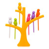 Creative Fashion Treetop Bracket Birdie Fruit Fork Set Environmentally Friendly Easy to Place Fruit Sign(Yellow)