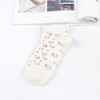 Cute Little Floral Pattern Low-Top Shallow Mouth Socks Cotton Ladies Sailoat Socks(White)