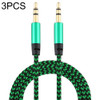 3 PCS K10 3.5mm Male to Male Nylon Braided Audio Cable, Length: 1m(Green)