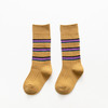 Fashion Trend Color Matching Horizontal Stripe Cotton High Knee Stocks for Boys And Girls, Size:L(Ginger)