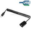 Mini 5-pin USB to USB 2.0 AF Coiled Cable / Spring Cable with OTG Function, Length: 22cm (can be extended up to 85cm)(Black)