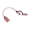 USB 3.0 Female to Micro USB + USB-C / Type-C Male Charging + Transmission OTG Nylon Braided Adapter Cable, Cable Length: 19cm(Pink)