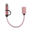 USB 3.0 Female to Micro USB + USB-C / Type-C Male Charging + Transmission OTG Nylon Braided Adapter Cable, Cable Length: 19cm(Pink)