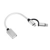 USB 3.0 Female to Micro USB + USB-C / Type-C Male Charging + Transmission OTG Nylon Braided Adapter Cable, Cable Length: 19cm(Silver)