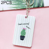 2 PCS Cute Cartoon Document Set Key Chain Bus Meal Card Protective Cover ID Card Set(Cactus A)