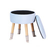 Modern Flannel Solid Wood Stool Thickened Small Stool Living Room Storage Stool(Cream Blue)