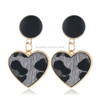 Imitation Velvet Heart Geometric Leopard Drop Earrings For Women(grey)