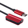 2 in 1 Cable Fast Charge Type-C Male to Type-C Female + 3.5mm Female Jack Headphone Adapter Converter, Supports Audio and Charging, Length: 12cm(Red)