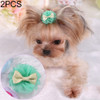 2 PCS Pet Hair Accessories Dog Headdress Lace Bow Hair Clip(Green)