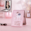 Portable Mini Princess Mirror Double-sided Glass Mirror Girl Folding Vanity Mirror(Square Deer)