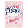 For 10 inch Universal Tablet PC Colored Drawing Pattern Horizontal Flip PU Leather Case with Holder & Card Slot(Glasses Cat)