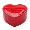 Two-layer Heart Shape Small Jewelry Box Synthetic Leather Rings and Earrings Mirrored Travel Storage Case(Red)