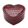Two-layer Heart Shape Small Jewelry Box Synthetic Leather Rings and Earrings Mirrored Travel Storage Case(Purplish Red)