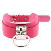 European and American Harajuku PU Leather Silver Single Ring Collar Wide Street-Snap Nightclub O-shaped Choker Necklace(Magenta)