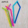 20 PCS Food Grade Silicone Straws Cartoon Colorful Drink Tools with 1 Brush, Slim Bend Pipe, Length: 25cm, Outer Diameter: 7.8mm, Inner Diameter: 5mm, Random Color Delivery