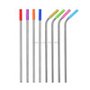 8 PCS Reusable Silicone Tips Stainless Steel Drinking Straws + 2 PCS Cleaner Brushes Set Kit with Cashmere Bag,  215*6mm