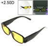 UV Protection Yellow Resin Lens Reading Glasses with Currency Detecting Function, +2.50D