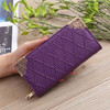 Embossed Lingge Long Wallet Retro Pattern Multi-Card Clutch Bag(Purple)