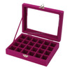 Jewelry Box 20x15 x 4.5cm Jewelry Tray Holder Storage Jewelry Organizer 24 Grids Ring Ear Studs Jewelry Box(Rose Red)