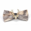 Pleuche Christmas Elk Head Wedding Bow Tie(Champagne LT-016)