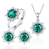 3 PCS/Set Snow Shape Gemstone Jewelry Set For Women, Ring Size:6(Green)