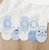 5 PCS Female Cartoon Animal Shallow Mouth Invisible Cotton Sailboat Socks, Color:Blue Cat
