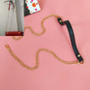Women Bag PU Leather Chain Long Shoulder Strap Bag Accessories(Lychee Pattern Black)