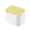 Mini Creative Bedside Table Coffee Table with Lid Press Desktop Trash Can(White Yellow)