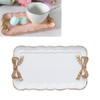 Rectangle Cute Bow Cake Dessert Small Plate Towel Dish Small Jewelry Storage Tray(White)