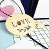 Photo Show Wooden Cowhide Rope Wall Decoration Card Children Room Decoration(Love)