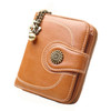 Vintage Oil Wax Leather Tri-fold Zipper Purse Clutch Wallet(Brown)