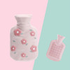 Cartoon Flowers Plush Hot Water Bottle Bag Injection Water Hand Warmer(Light Pink)