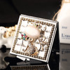 Mini Portable Folding Makeup Mirror Opal Fox With Diamonds(Transparent)