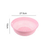 10 PCS Round Hollow Plastic Drain Basket Kitchen Fruit and Vegetable Storage Basket, Size:L(Pink)