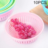 10 PCS Round Hollow Plastic Drain Basket Kitchen Fruit and Vegetable Storage Basket, Size:S(Pink)