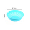 10 PCS Round Hollow Plastic Drain Basket Kitchen Fruit and Vegetable Storage Basket, Size:L(Blue)