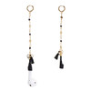 2 PCS Bluetooth Headset Anti-lost Rice Beads Chain Black Tassel Earrings For AirPods