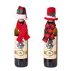 6 PCS Christmas Creative Decorations Scarf Hat Wine Bottle Cover Hotel Restaurant Decoration(B239 Plaid Hat Red Scarf )