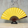 10 inch Pure Color Blank Silk Cloth Folding Fan Chinese Style Calligraphy Painting Fan(Yellow)