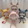 MZ9853 Baby Cartoon Animal Ears Shape Skullcap Cotton Keep Warm and Windproof Hat, Size: Suitable for 0-12 Months, Style:Antlers(Blue)