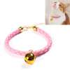 4 PCS Prepared PU Leather Adjustable Pet Bell Collar Cat Dog Rabbit Simple Collar Necklace, Size:S 20-25cm(Pink)