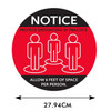 10 PCS Social Distance Sticker Crowd Control Floor Sign Warning Sticker, Size: 27.94cm(Reddish Black)