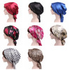 2 PCS TJM-226 Ladies Satin Print Ribbon Bow Turban Hat Night Cap Silk Chemotherapy Hat Long Tail Braid Hat(Rose Red Flower)